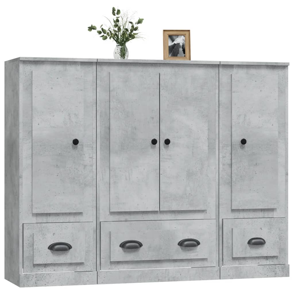 vidaXL Highboards 3 pcs Concrete Grey Engineered Wood 4