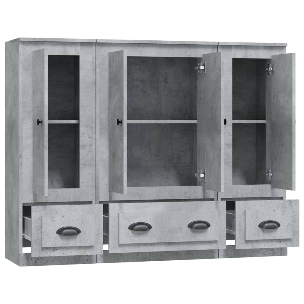 vidaXL Highboards 3 pcs Concrete Grey Engineered Wood 6