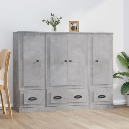 vidaXL Highboards 3 pcs Concrete Grey Engineered Wood 1