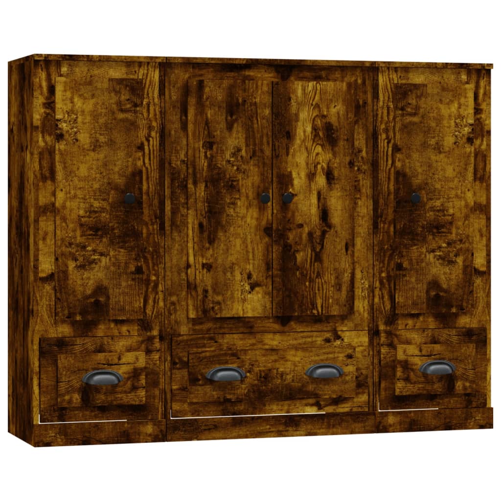 vidaXL Highboards 3 pcs Smoked Oak Engineered Wood 2