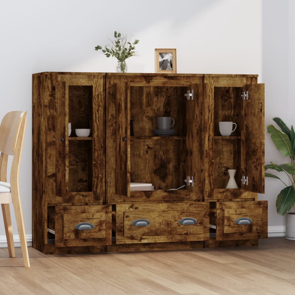 vidaXL Highboards 3 pcs Smoked Oak Engineered Wood 3