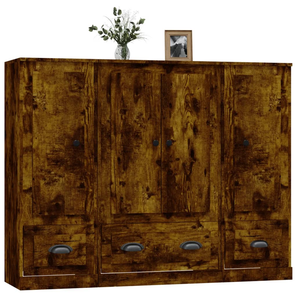 vidaXL Highboards 3 pcs Smoked Oak Engineered Wood 4