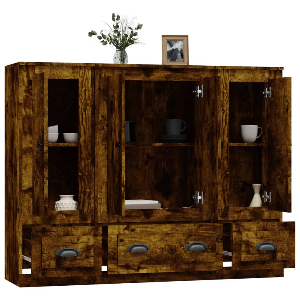 vidaXL Highboards 3 pcs Smoked Oak Engineered Wood 5