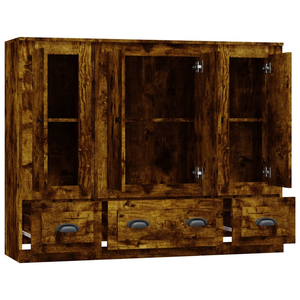 vidaXL Highboards 3 pcs Smoked Oak Engineered Wood 6