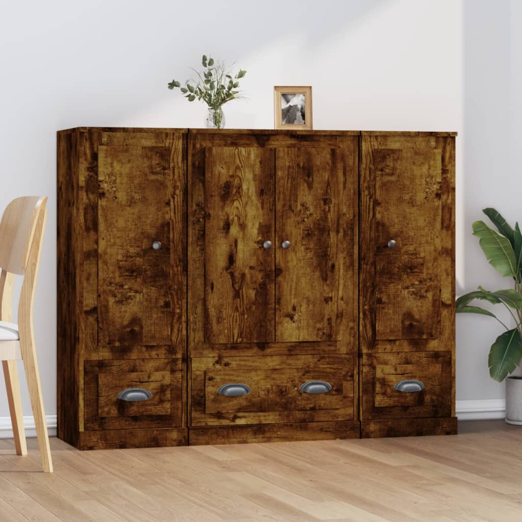 vidaXL Highboards 3 pcs Smoked Oak Engineered Wood 1