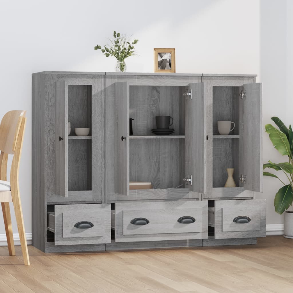 Highboards 3 pcs Engineered Wood Grey sonoma