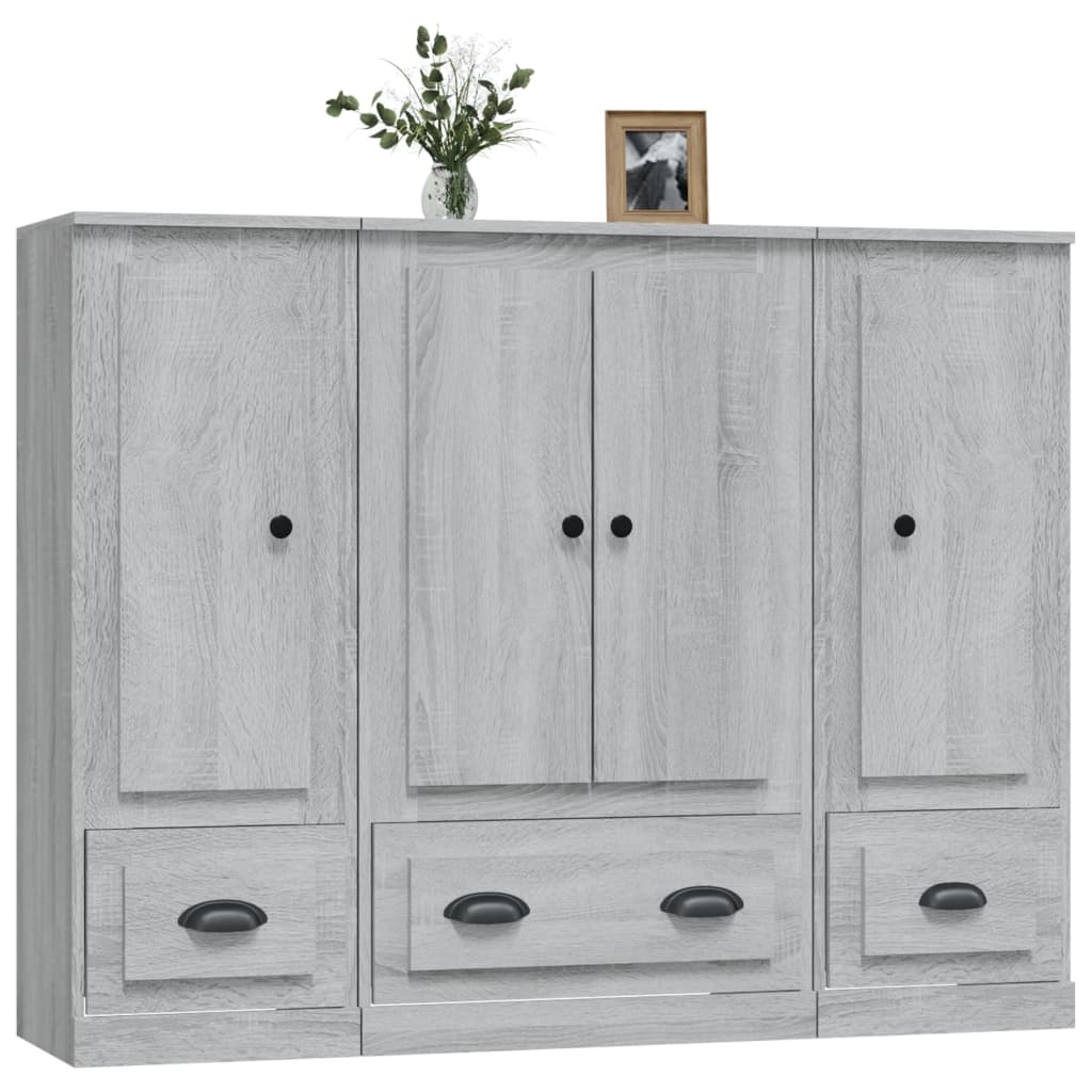 vidaXL Highboards 3 pcs Grey Sonoma Engineered Wood 4