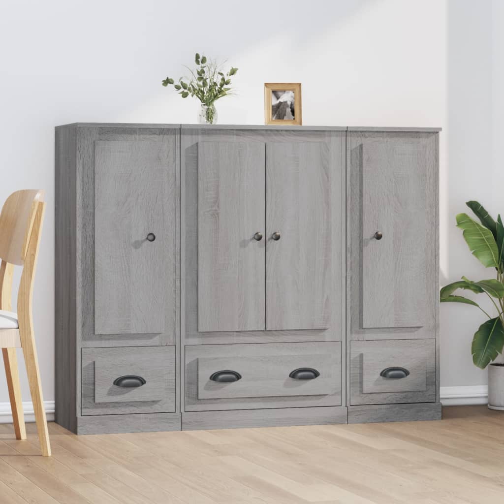 vidaXL Highboards 3 pcs Grey Sonoma Engineered Wood 1