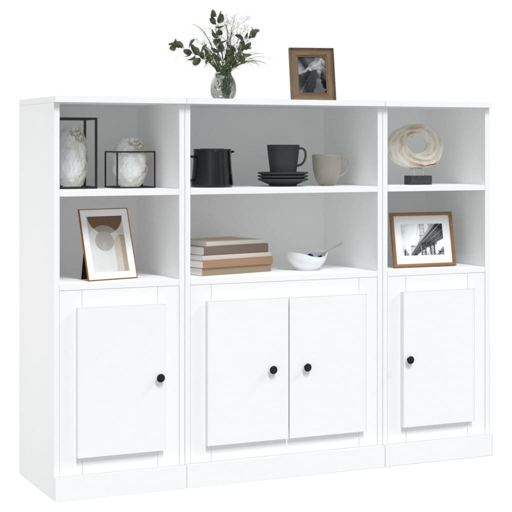 vidaXL Highboards 3 pcs White Engineered Wood 4