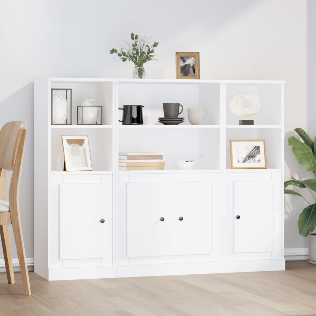vidaXL Highboards 3 pcs White Engineered Wood 1