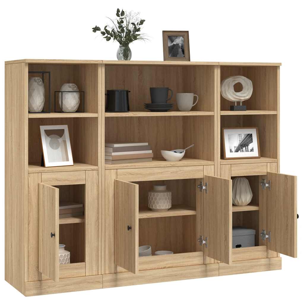 vidaXL Highboards 3 pcs Sonoma Oak Engineered Wood 4