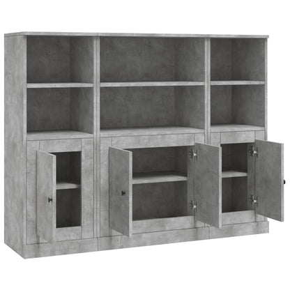 Highboards 3 pcs Engineered Wood Concrete grey