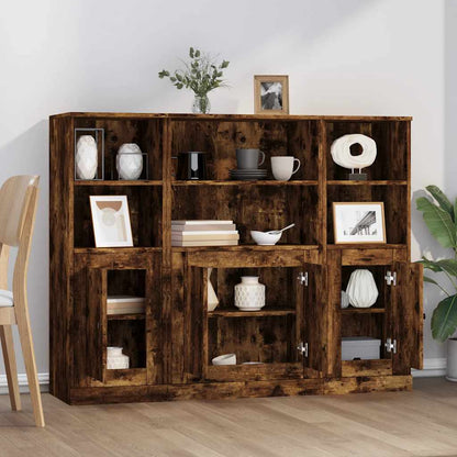 vidaXL Highboards 3 pcs Smoked Oak Engineered Wood 3