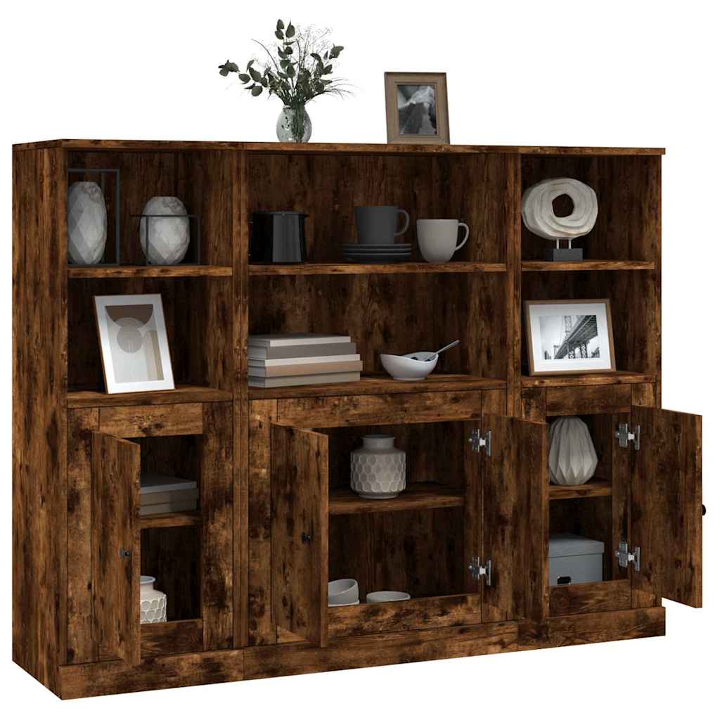vidaXL Highboards 3 pcs Smoked Oak Engineered Wood 5