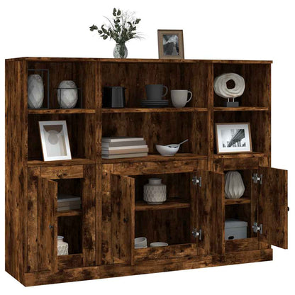 vidaXL Highboards 3 pcs Smoked Oak Engineered Wood 5