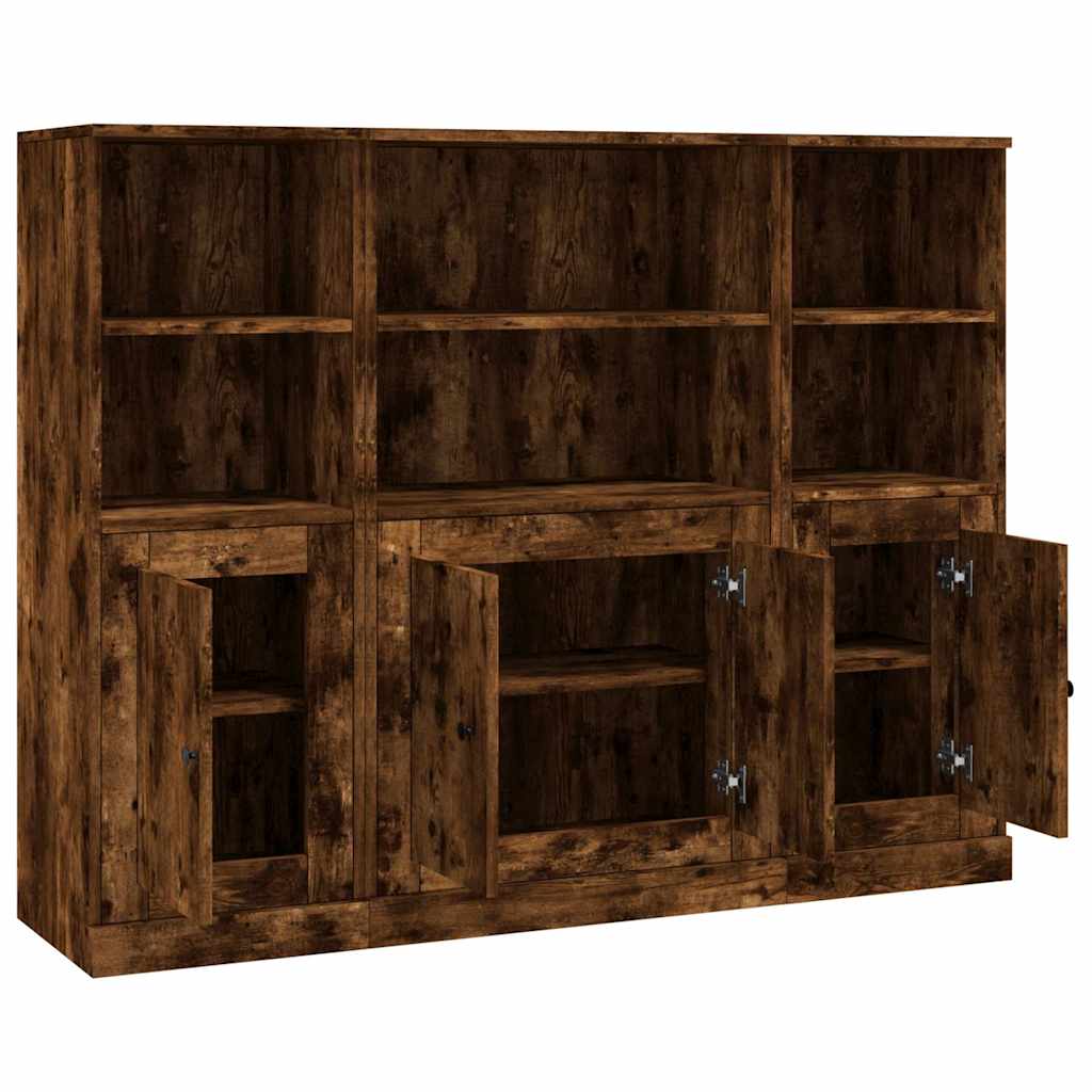 vidaXL Highboards 3 pcs Smoked Oak Engineered Wood 6