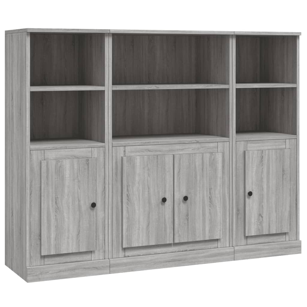 vidaXL Highboards 3 pcs Grey Sonoma Engineered Wood 2