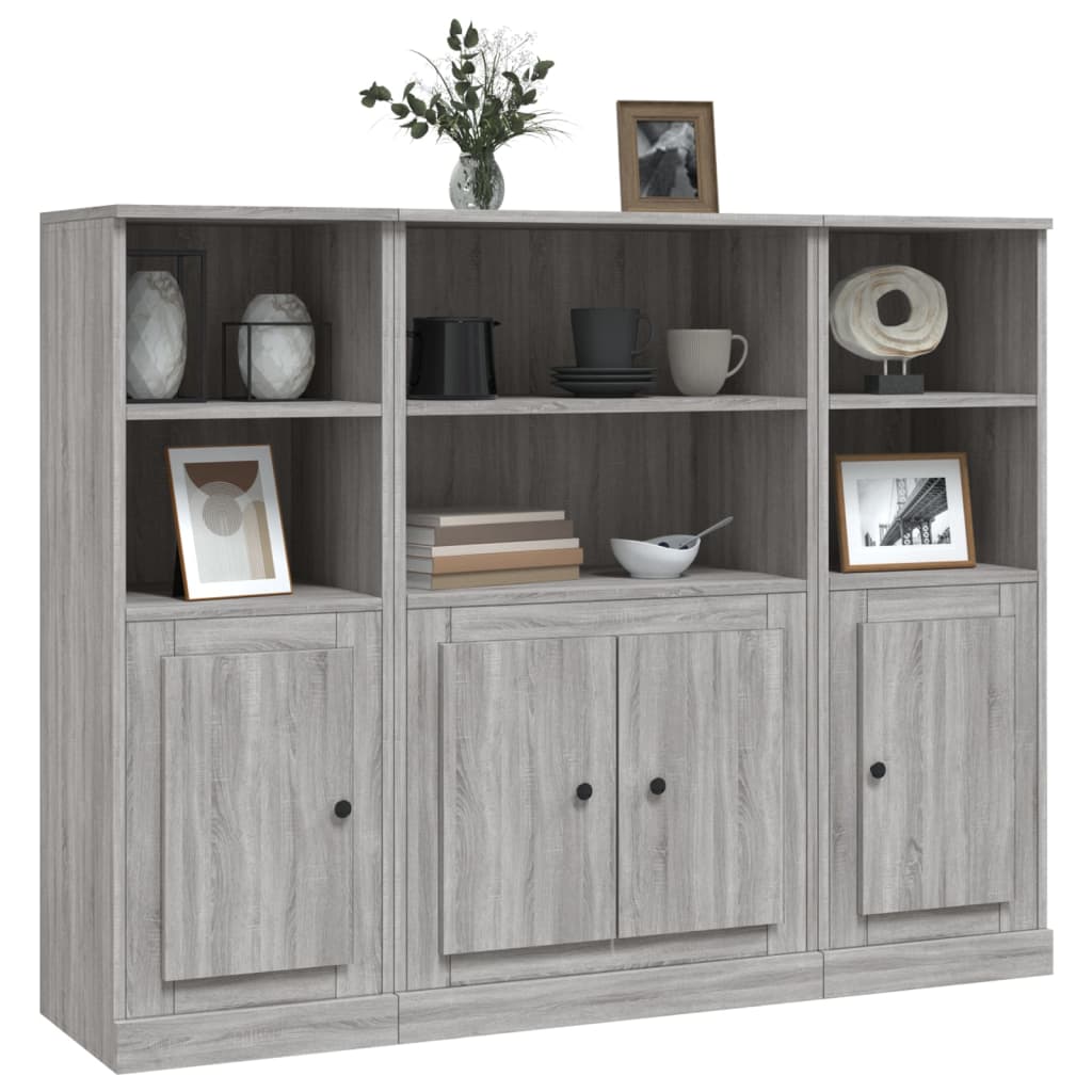 vidaXL Highboards 3 pcs Grey Sonoma Engineered Wood 3