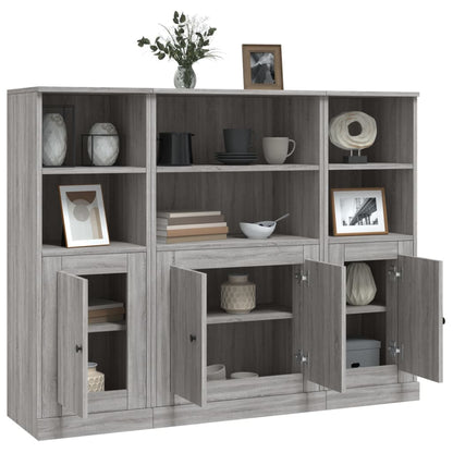 vidaXL Highboards 3 pcs Grey Sonoma Engineered Wood 4