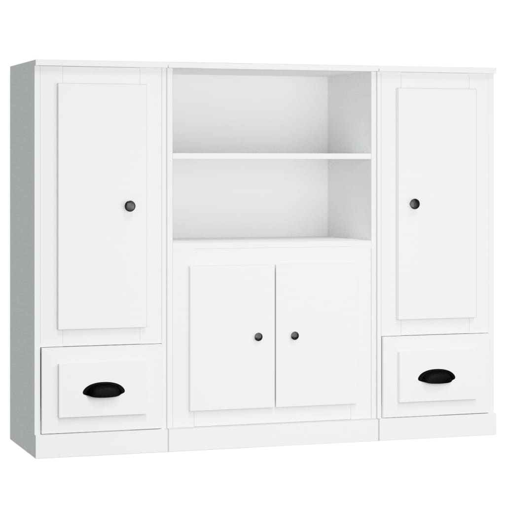 vidaXL Highboards 3 pcs White Engineered Wood 2