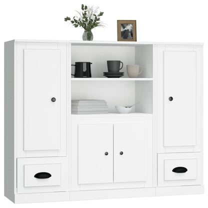 vidaXL Highboards 3 pcs White Engineered Wood 4