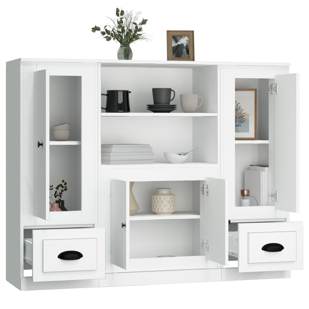 vidaXL Highboards 3 pcs White Engineered Wood 5