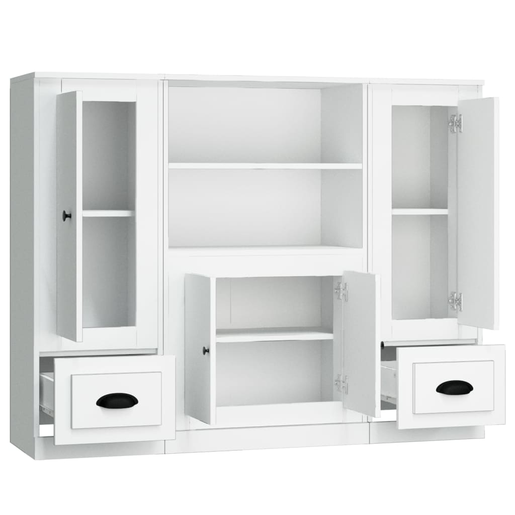 vidaXL Highboards 3 pcs White Engineered Wood 6