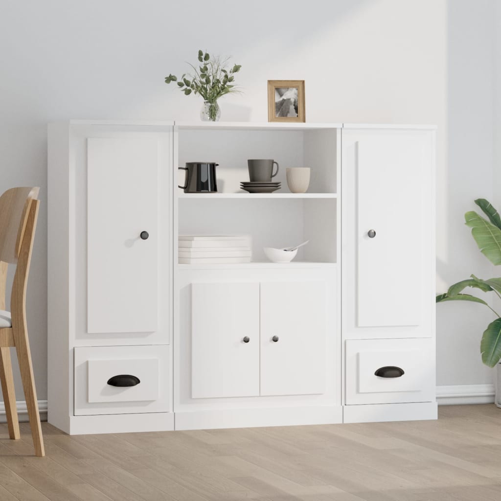 vidaXL Highboards 3 pcs White Engineered Wood 1