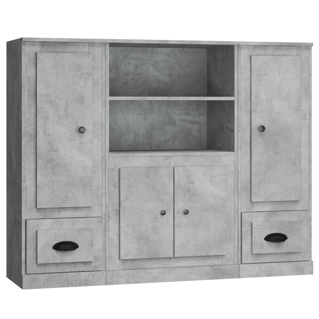 vidaXL Highboards 3 pcs Concrete Grey Engineered Wood 2