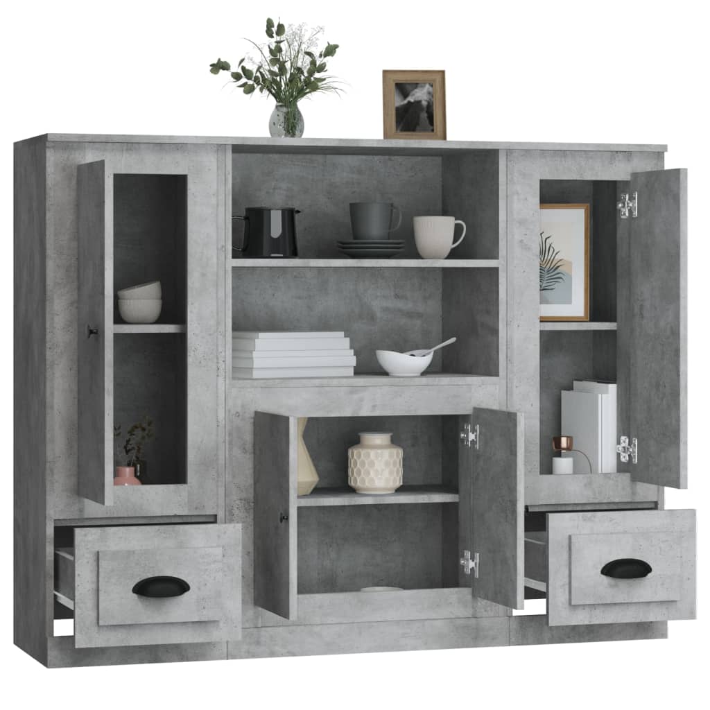 vidaXL Highboards 3 pcs Concrete Grey Engineered Wood 6