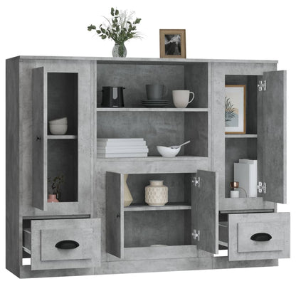 vidaXL Highboards 3 pcs Concrete Grey Engineered Wood 6