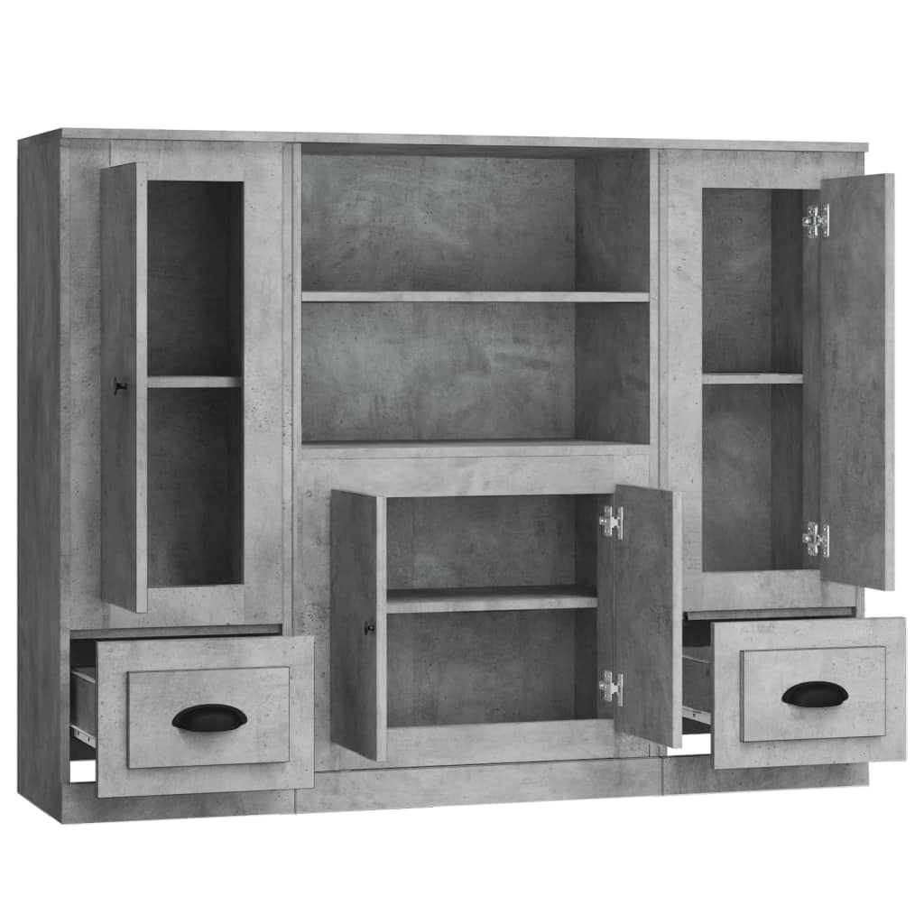 vidaXL Highboards 3 pcs Concrete Grey Engineered Wood 4