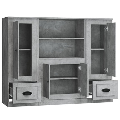 vidaXL Highboards 3 pcs Concrete Grey Engineered Wood 4