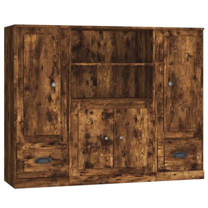 vidaXL Highboards 3 pcs Smoked Oak Engineered Wood 2