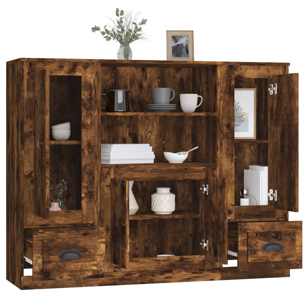 vidaXL Highboards 3 pcs Smoked Oak Engineered Wood 5