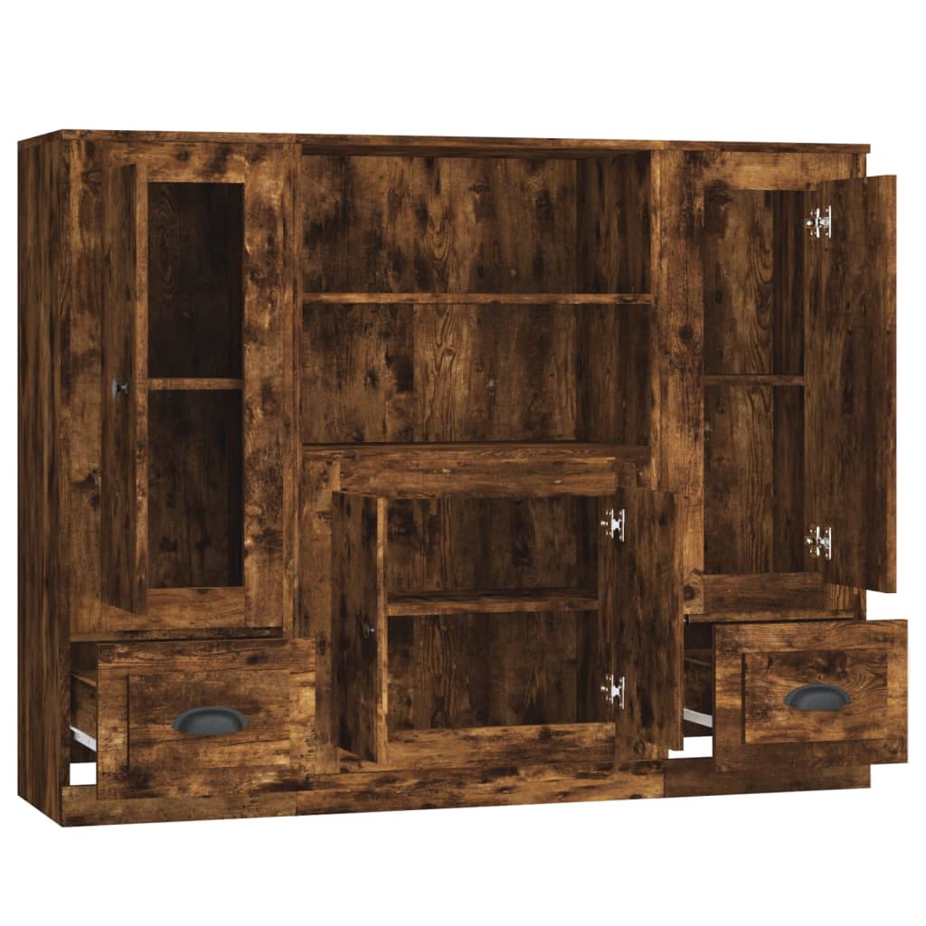 vidaXL Highboards 3 pcs Smoked Oak Engineered Wood 6