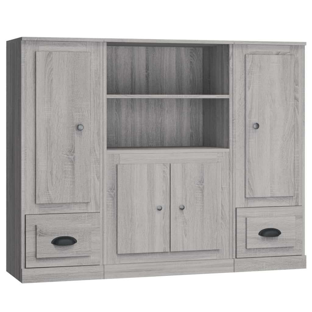 Highboards 3 pcs Engineered Wood Grey sonoma