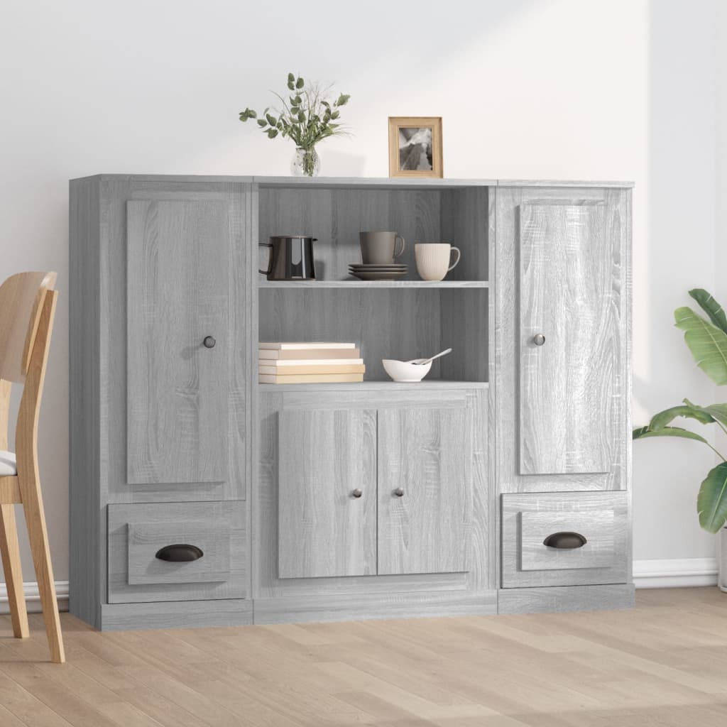 Highboards 3 pcs Engineered Wood Grey sonoma