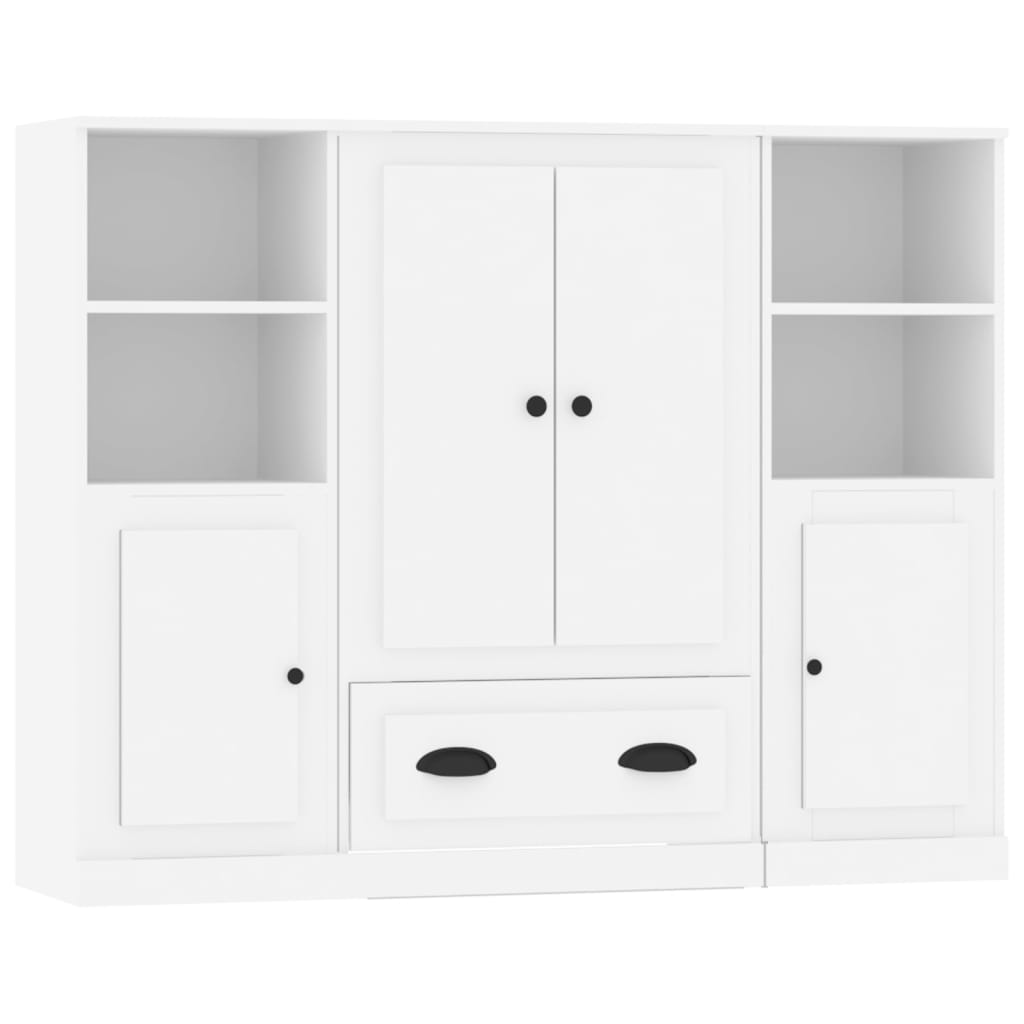 vidaXL Highboards 3 pcs White Engineered Wood 2
