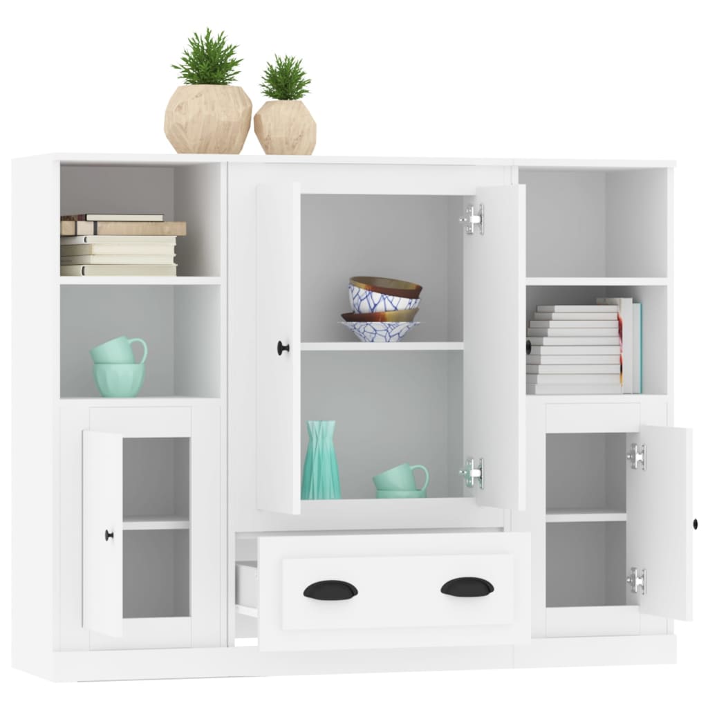 vidaXL Highboards 3 pcs White Engineered Wood 5