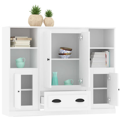 vidaXL Highboards 3 pcs White Engineered Wood 5