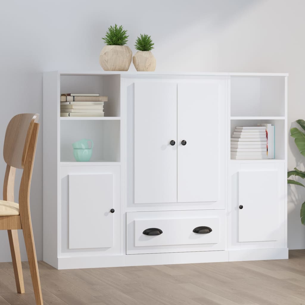 vidaXL Highboards 3 pcs White Engineered Wood 1