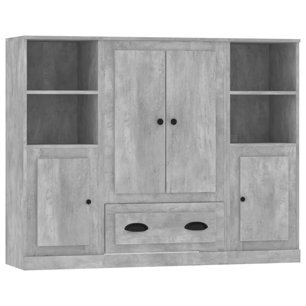 vidaXL Highboards 3 pcs Concrete Grey Engineered Wood 2