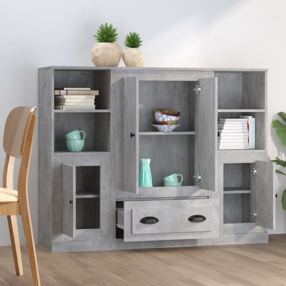 vidaXL Highboards 3 pcs Concrete Grey Engineered Wood 3