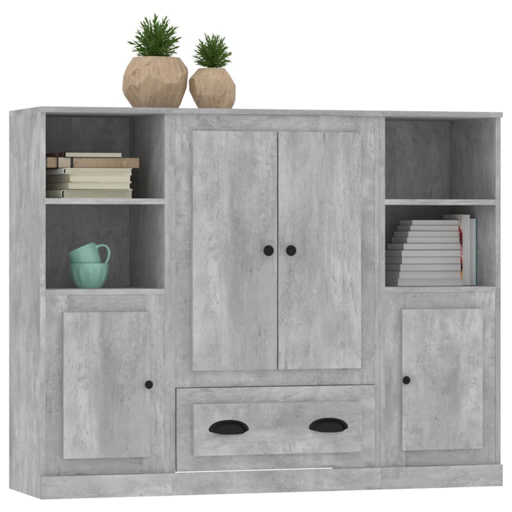 vidaXL Highboards 3 pcs Concrete Grey Engineered Wood 4