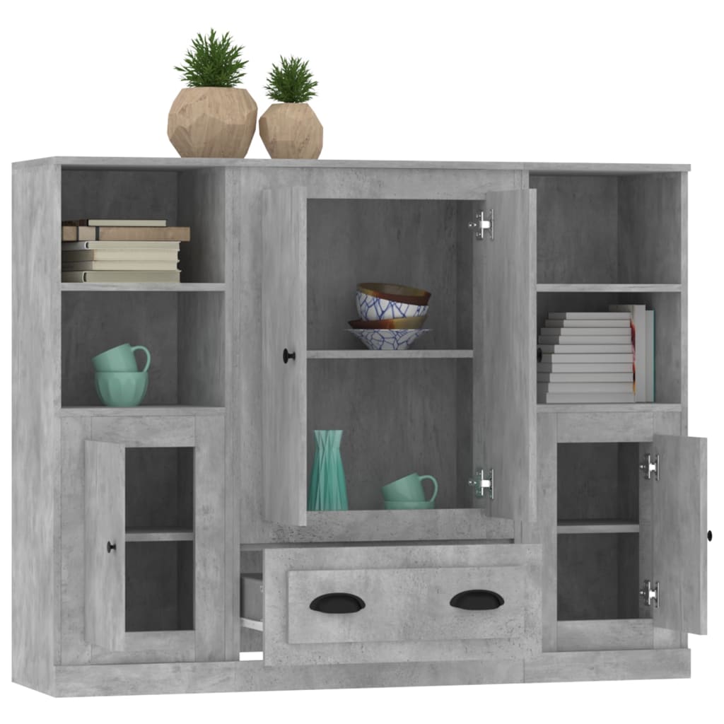 vidaXL Highboards 3 pcs Concrete Grey Engineered Wood 5
