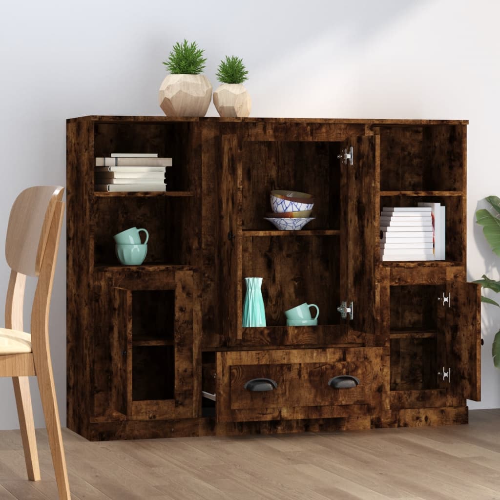 vidaXL Highboards 3 pcs Smoked Oak Engineered Wood 3