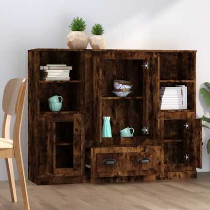 vidaXL Highboards 3 pcs Smoked Oak Engineered Wood 3