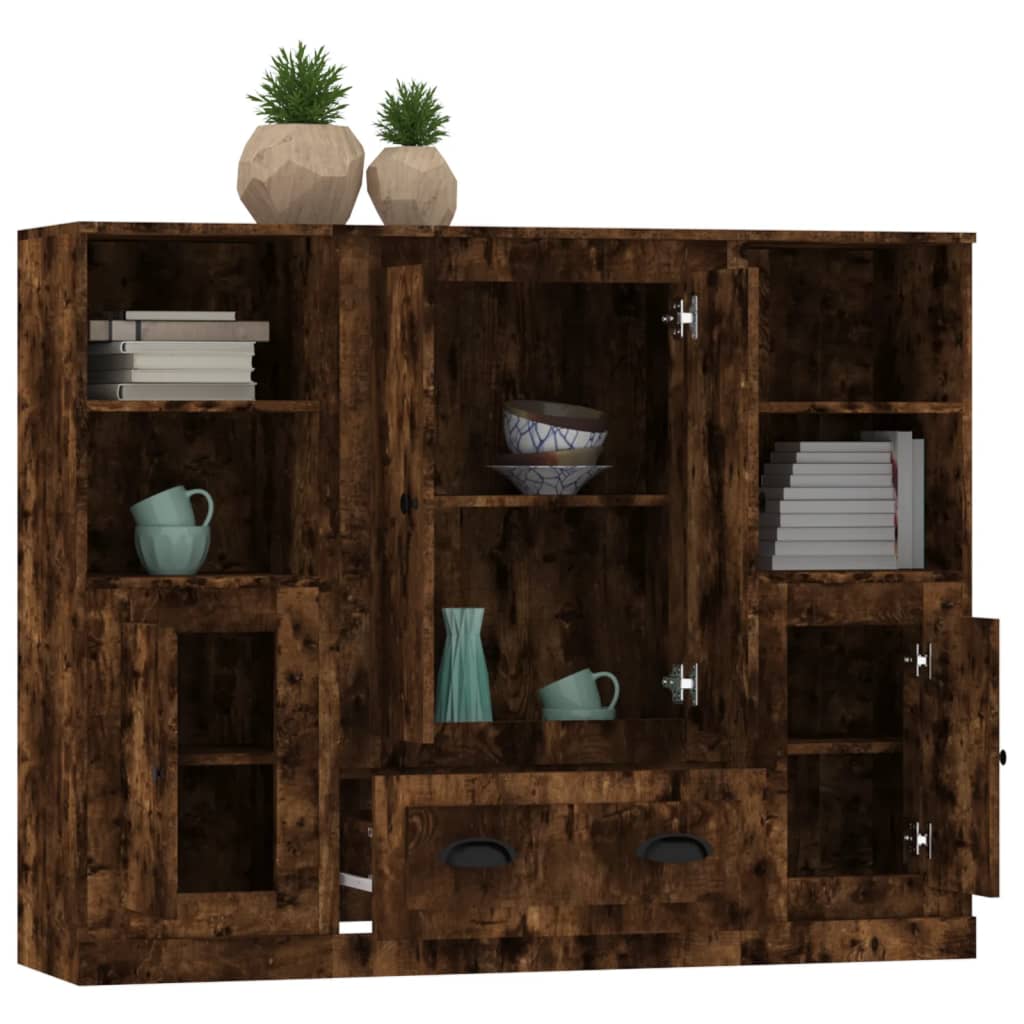vidaXL Highboards 3 pcs Smoked Oak Engineered Wood 5