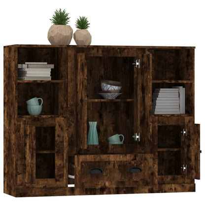 vidaXL Highboards 3 pcs Smoked Oak Engineered Wood 5